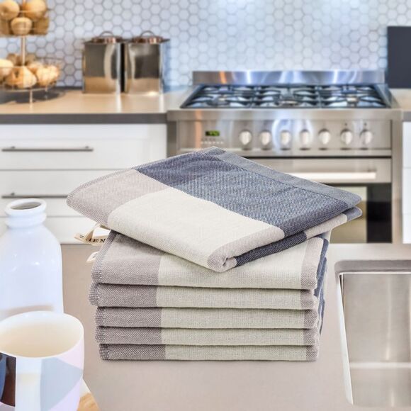 Kitchen Dish Colths Absorbent Dishclothes Drying Cloths 6Pcs Blue - Picture 2 of 6